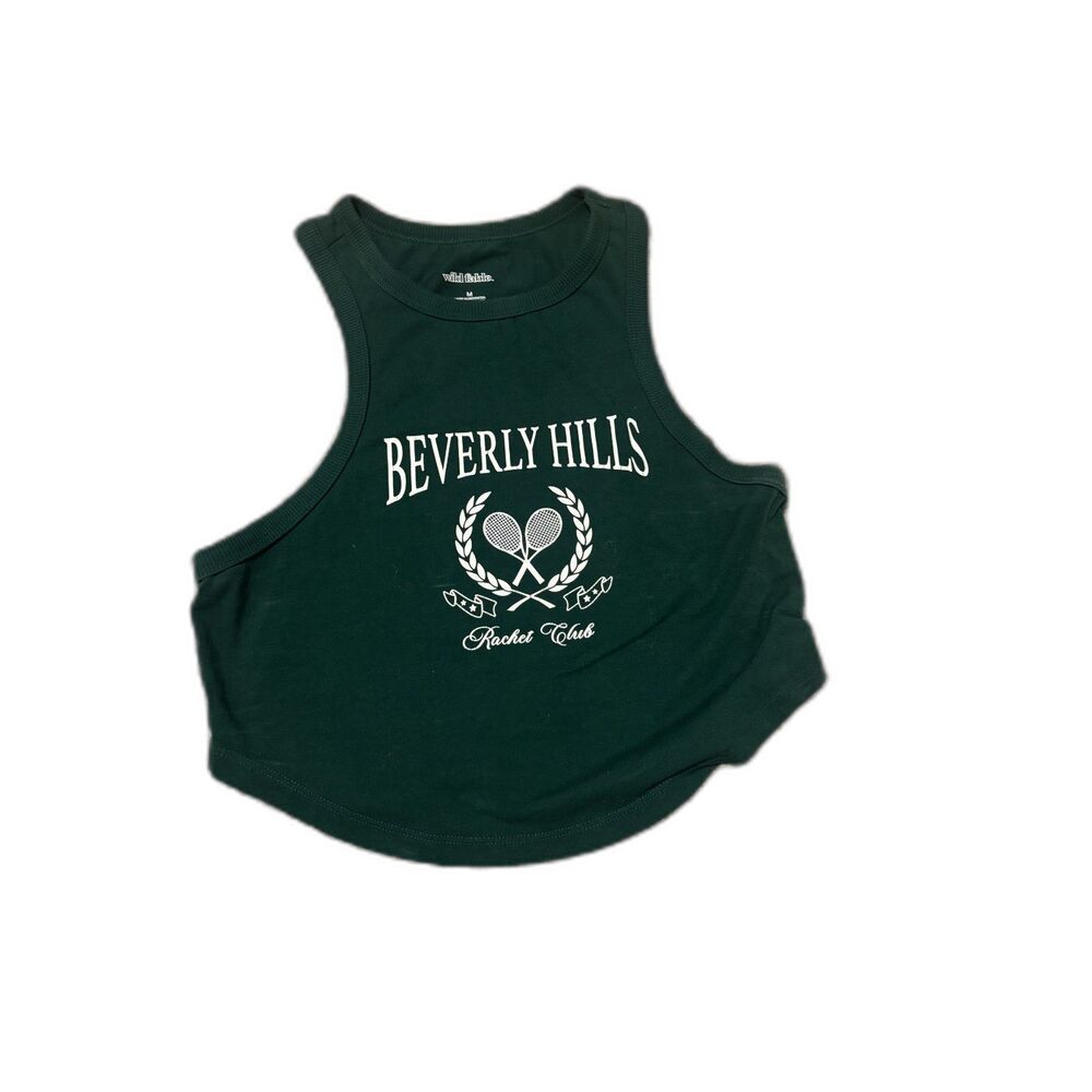 Wild fable womens crop top size medium green Beverly hills tennis green white